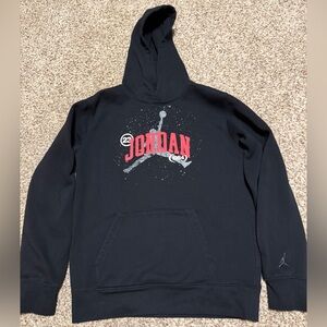 Jordan Black Hoodie with Red Chest Logo and Gray Jumpman Size XL 13-15